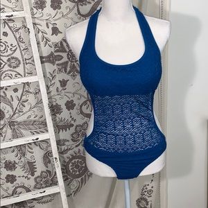 Venus Crochet Blue Cut-Out One Piece Swimsuit